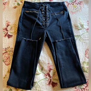 Black jeans with beautiful front tie detail.